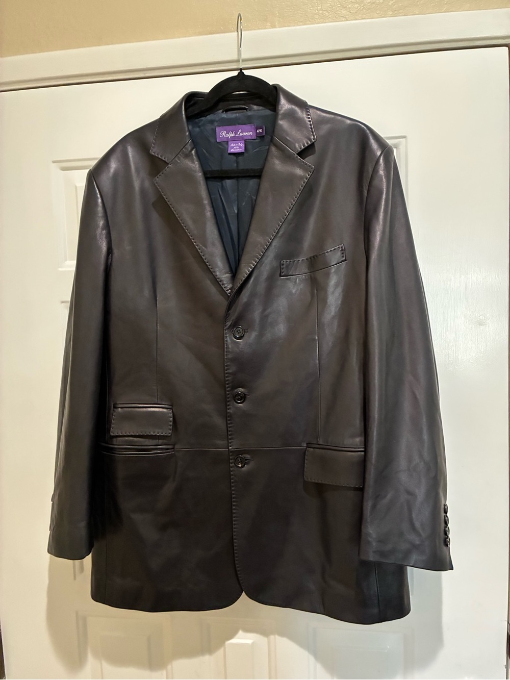 Ralph Lauren Purple Label rare Men’s Black lambskin Leather Blazer